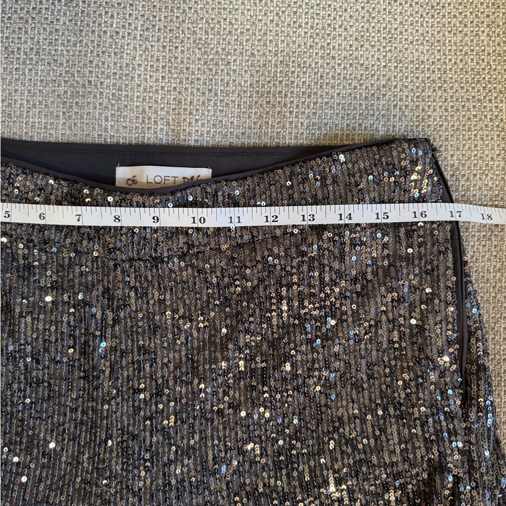 LOFT Silver Sequin Wide Leg Pants - Picture 6 of 9